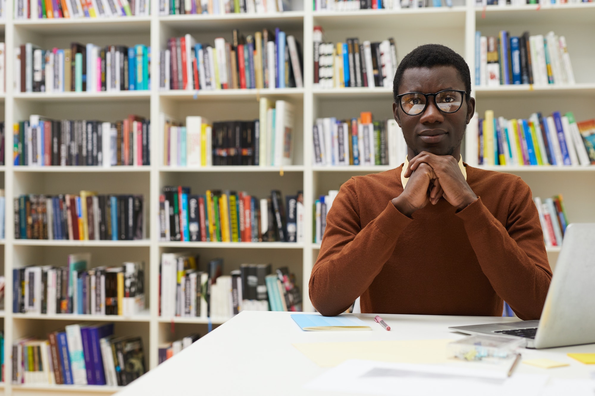 African-American Student in Library